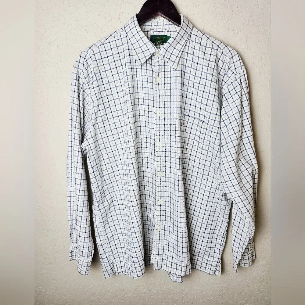 J. Crew Vintage 90 Oarsman Cotton Striped Long Sleeve Shirt White Blue Size L